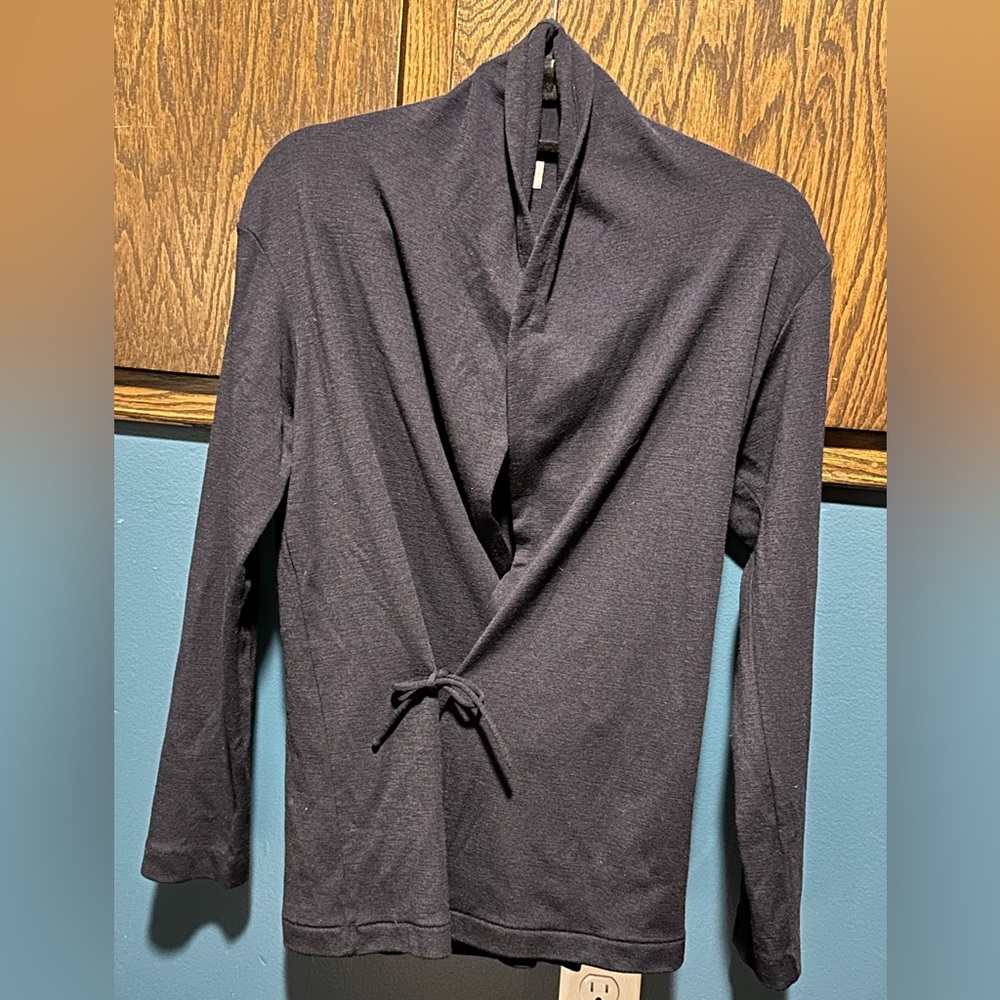 Yohji Yamamoto Navy Wrap Wool Sweater M
